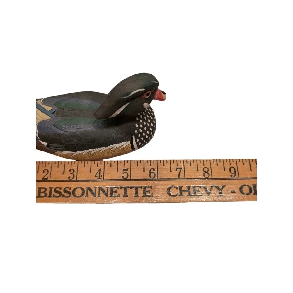 Hand Painted Wood Duck Drake Decoy Decorative Carved Wooden Figure 6